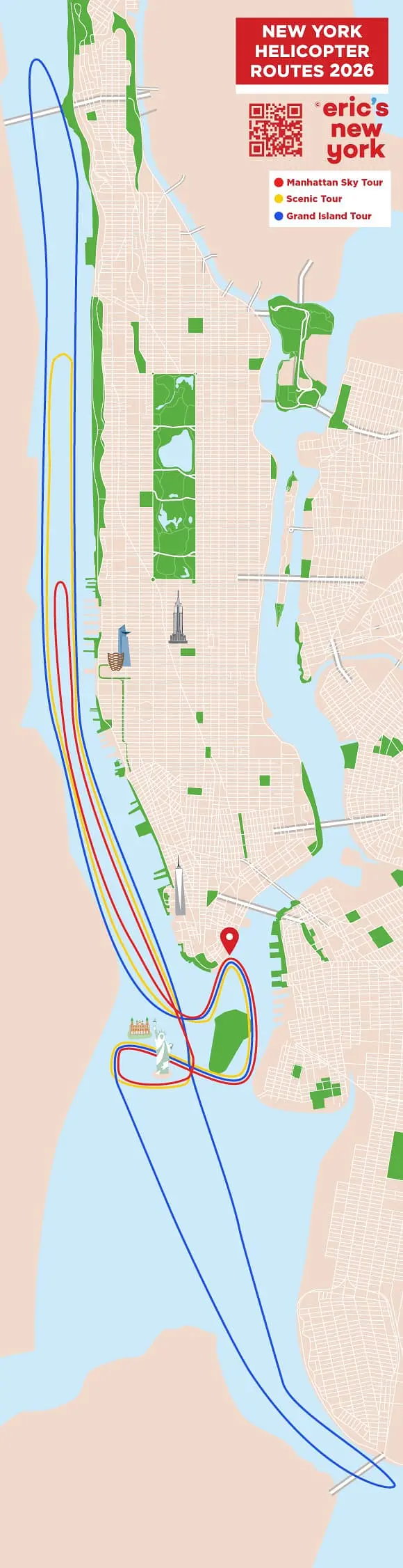 纽约直升机观光路线 - 路线地图
