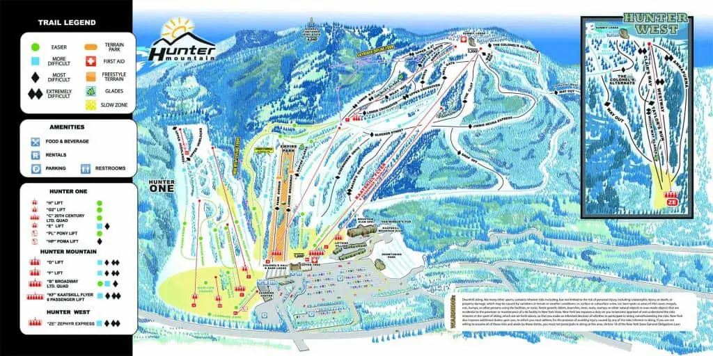 纽约滑雪一日游 - 雪道地图