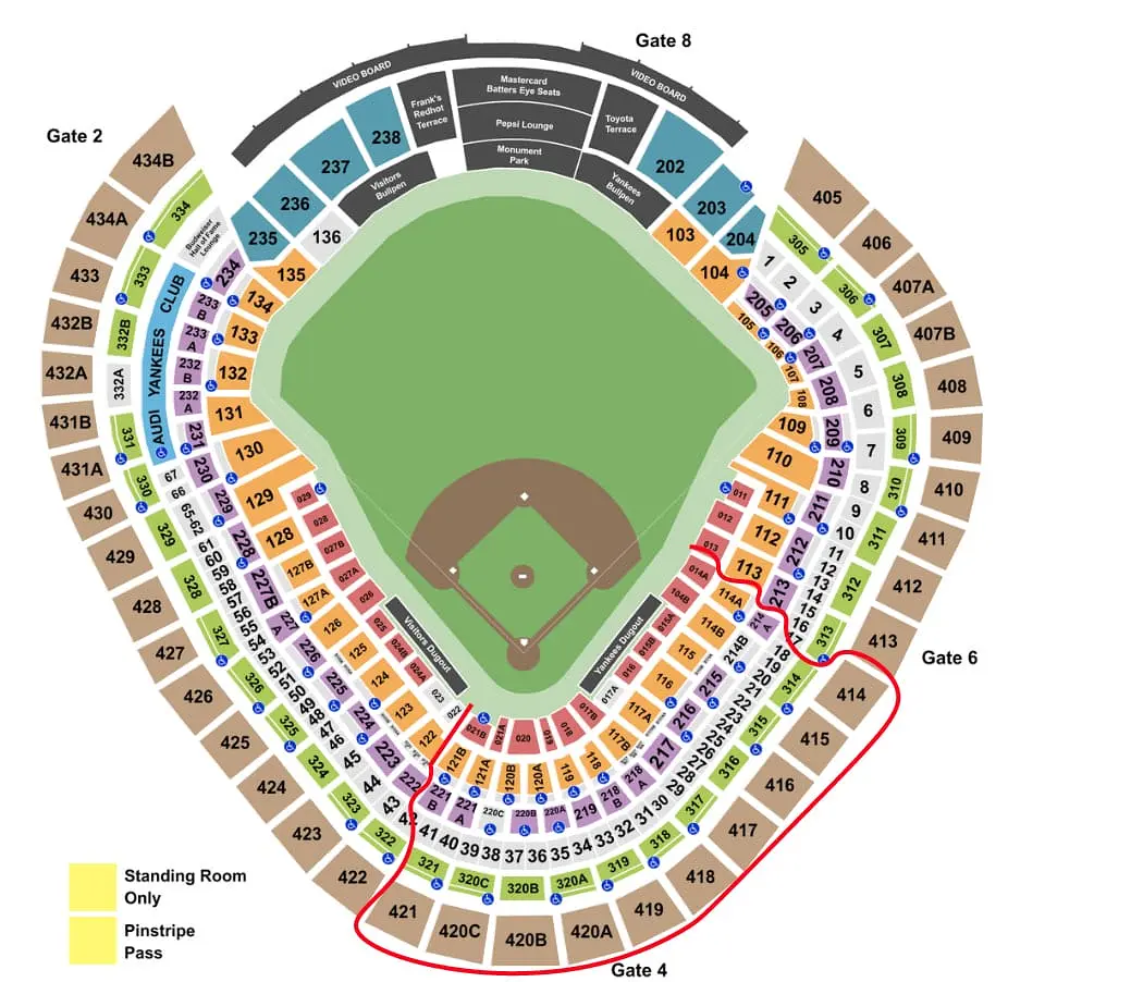 New York Yankees Tickets Yankee Stadium Seating Chart